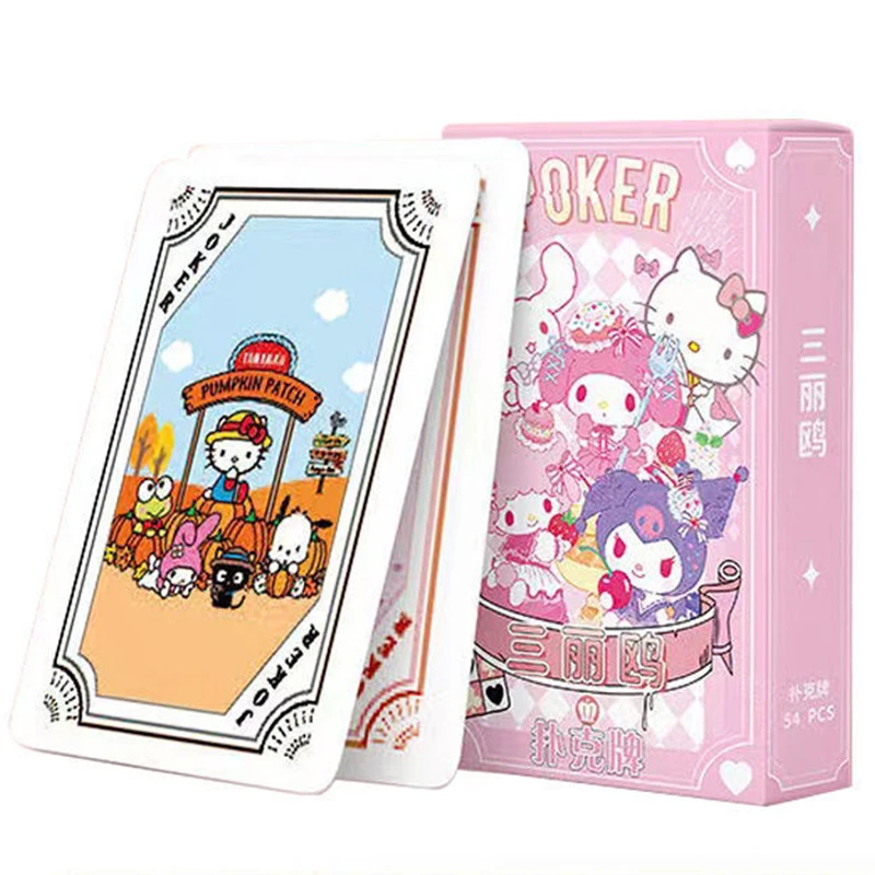 

Card Game 54Pcs Cute Cartoon My Melody Kuromi Cinnamoroll Paper Playing Card Desktop Card Game Entertainment Card Toy Kids Gift