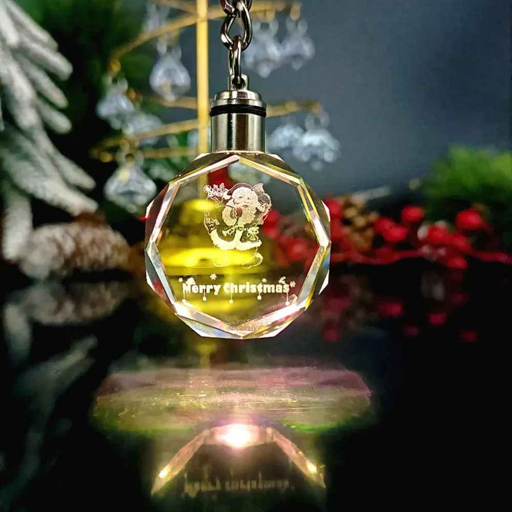 Рождественские украшения брелок со светодиодной подсветкой 7 цветов кристалл