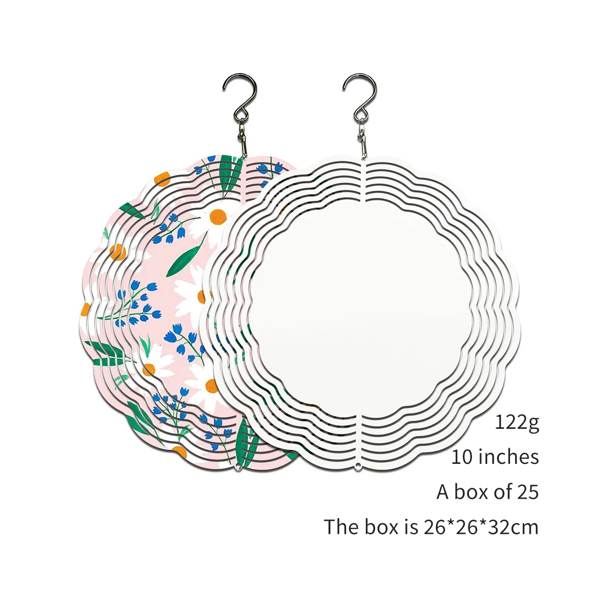 

4Pack 10 Inch Sublimation Wind Spinner Blanks,Double-Sided Hanging 3D Wind Sculpture for Outdoor Garden Yard Decoration