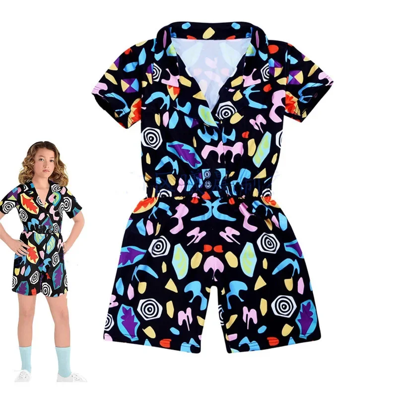 

Summer Kids Casual Fashion Rompers Stranger Things Season 4 Cosplay Costume Girl Jumpsuit Carnival Halloween Party Clothing COS