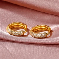 caoshi fashion shiny zirconia hoop earrings for women gold color accessories for wedding ceremony dainty trendy jewelry charms