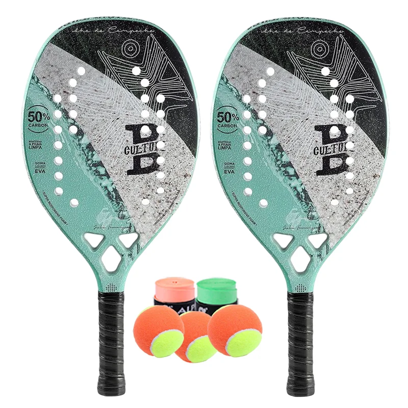 Plate Tennis Racket Carbon Fiber 22mm Sand Grit Surface Racquet Paddle 26 Holes Professional Padel Beach Tennis Racket with Bag