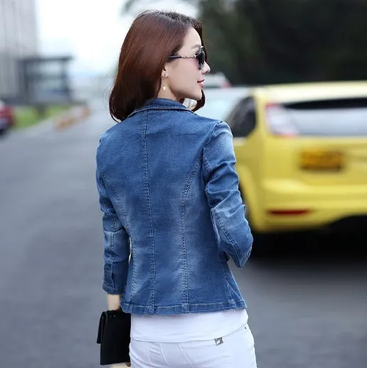 Korean Fashion Short Designer Blazer Denim Jacket for Women Autumn Slim Fit Jean Blazer Woman 2022 Top Clothing Blaser Femme