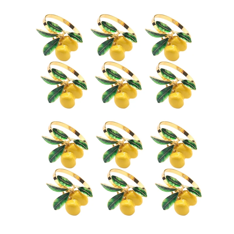 

12 PCS Lemon Napkin Ring Napkin Ring Table Decoration Gold