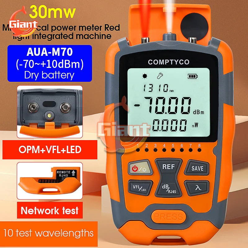 

AUA-M50/70 10MV 30MV 4 in 1 Mini Optical Power Meter Network Cable Test Visual Fault Network Cable Test Fiber Optic Tester