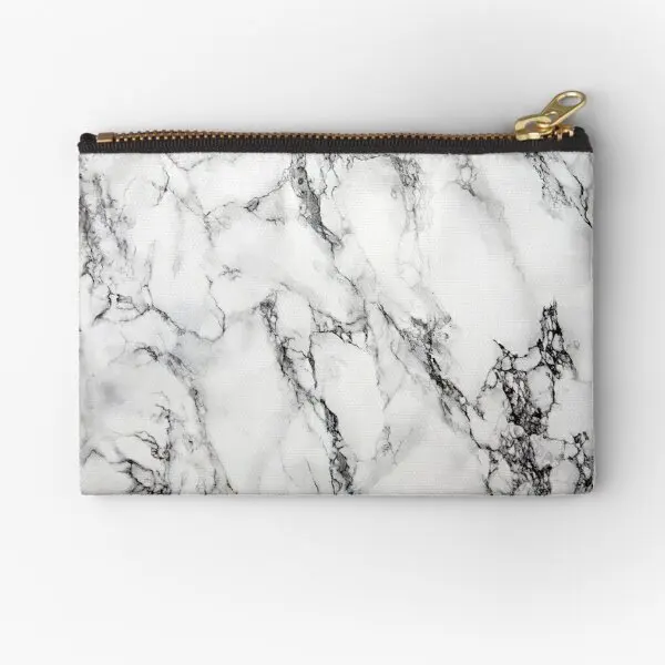 

White Marble Zipper Pouches Socks Small Bag Underwear Cosmetic Men Panties Women Packaging Wallet Pure Key Storage Money Pocket