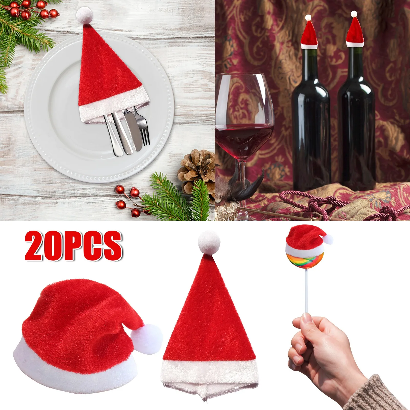 

Tree Set Decoration Santa Christmas Set And Hat Wine Fork Bottle Christmas Decoration & Hangs Wine Class