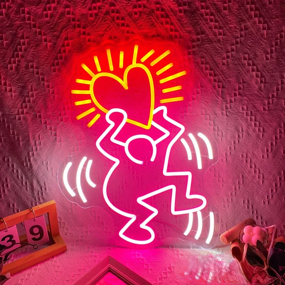 

Keith Haring Love Art Neon for Weddings Custom Neon Led Business Sign Party Decorations Hanging on Wall Gift for Girlfriend