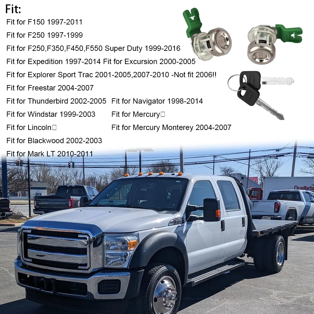 Фото 7C3Z 1521990 Цилиндр дверного замка с набором ключей для Ford F150 1997-2011 F250 1997-99 F350 Super Duty 98-16- Заменяет 7C3Z- 1521990 -A №2