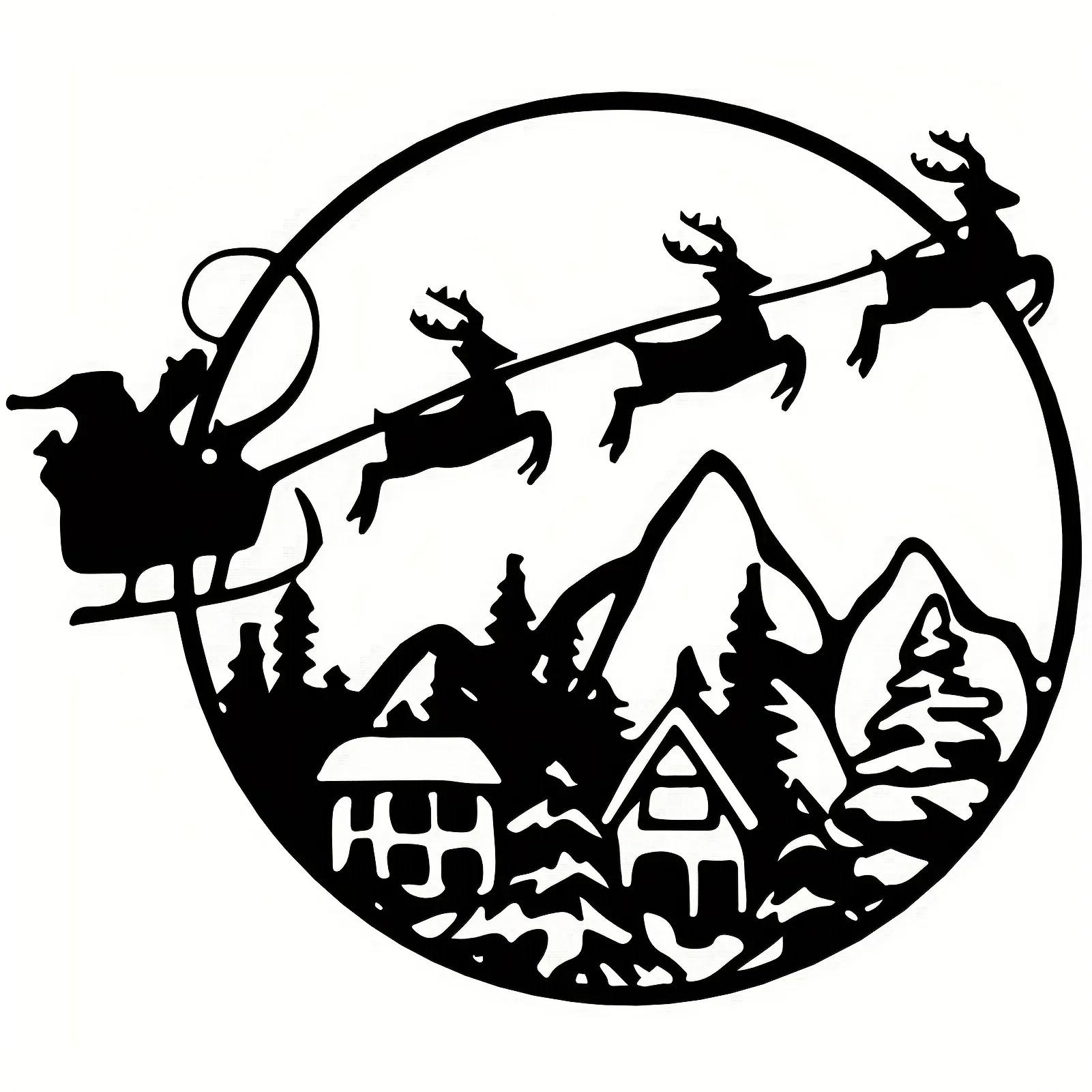 Дед Мороз олень сани Автомобиль Металлический Настенный декор Рождественское