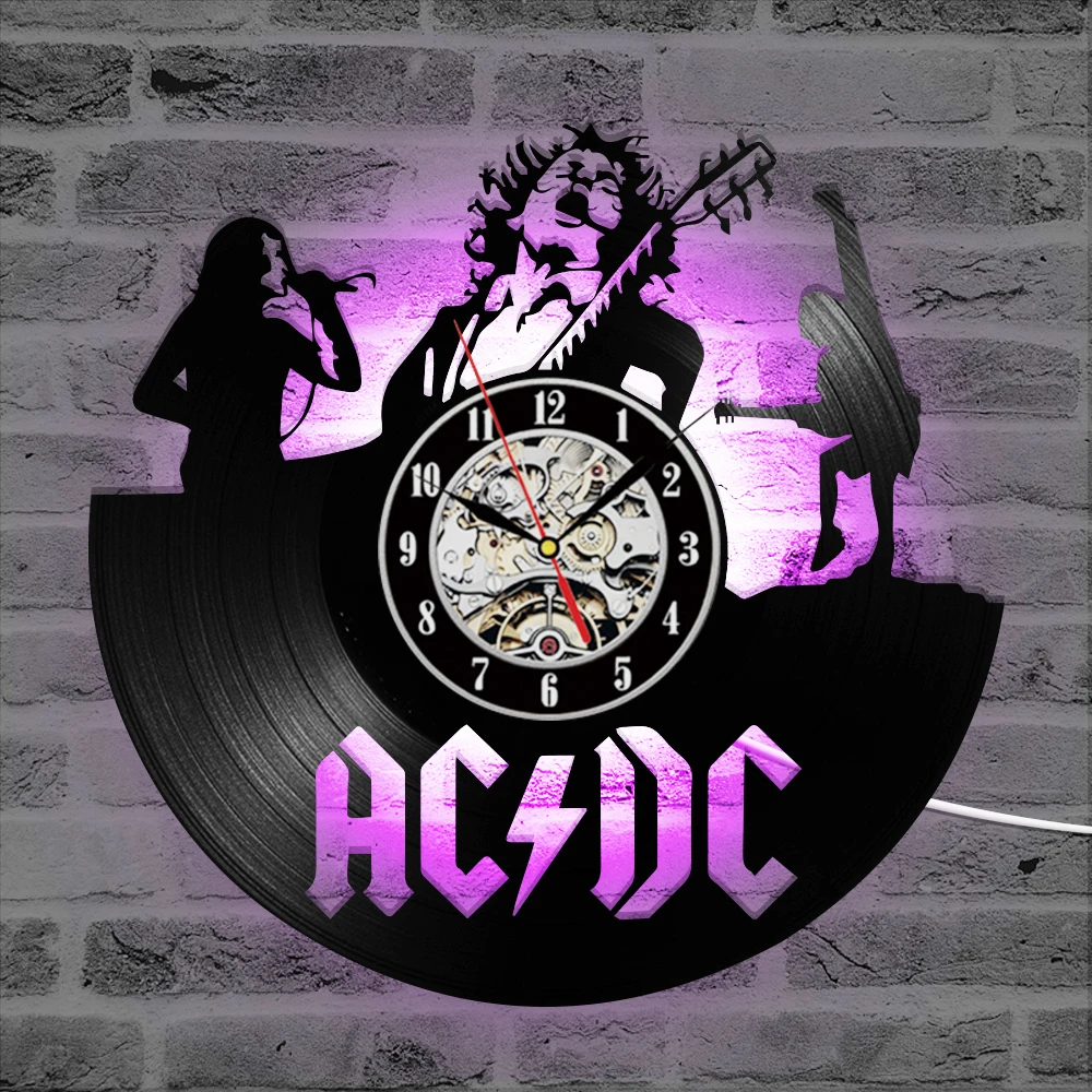 

AC DC Wall Clock Modern Design Music Rock Band Vintage Vinyl CD Clocks Wall Watch Home Decor Gifts for Fans reloj de pared