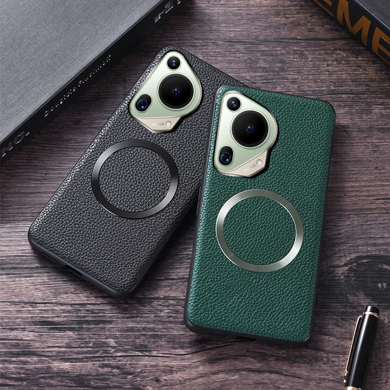 Кожаный чехол Magsafe для Huawei Pura 70 Pro + Plus ультрамагнитный силиконовый защитный