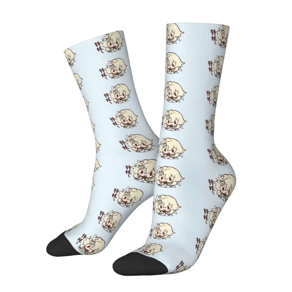 Lumine Chibi Genshin Impact Adventure Game Socks Male Mens Women Summer Stockings Printed