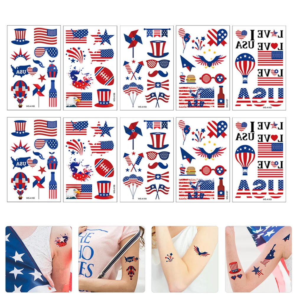 

Party Flag Bodysupplies Sticker Temporary Americanday Patriotic White Bluejuly Usa Red Memorialamerica Decoration Fourth