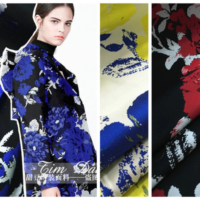 

Жаккардовая ткань с пионами 140 см, измеритель жесткости, сезонное платье-пачка, модная Полиэстеровая ткань, оптовая продажа, искусственная т...