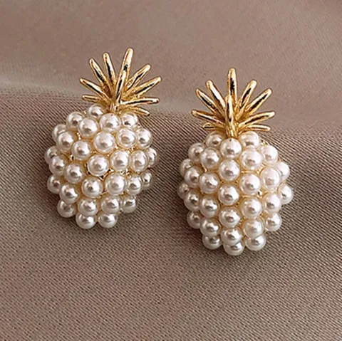 Серьги-гвоздики YIERMEI с жемчугом и ананасом