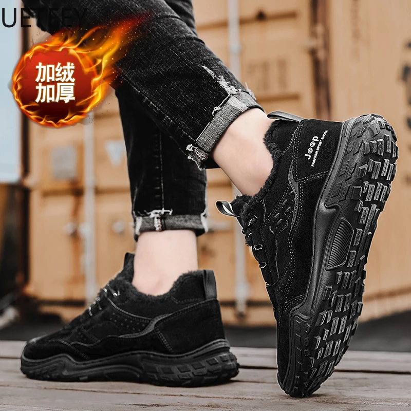 Мужские ботинки сохраняющие тепло мужские уличные бархатные утепленные зимние