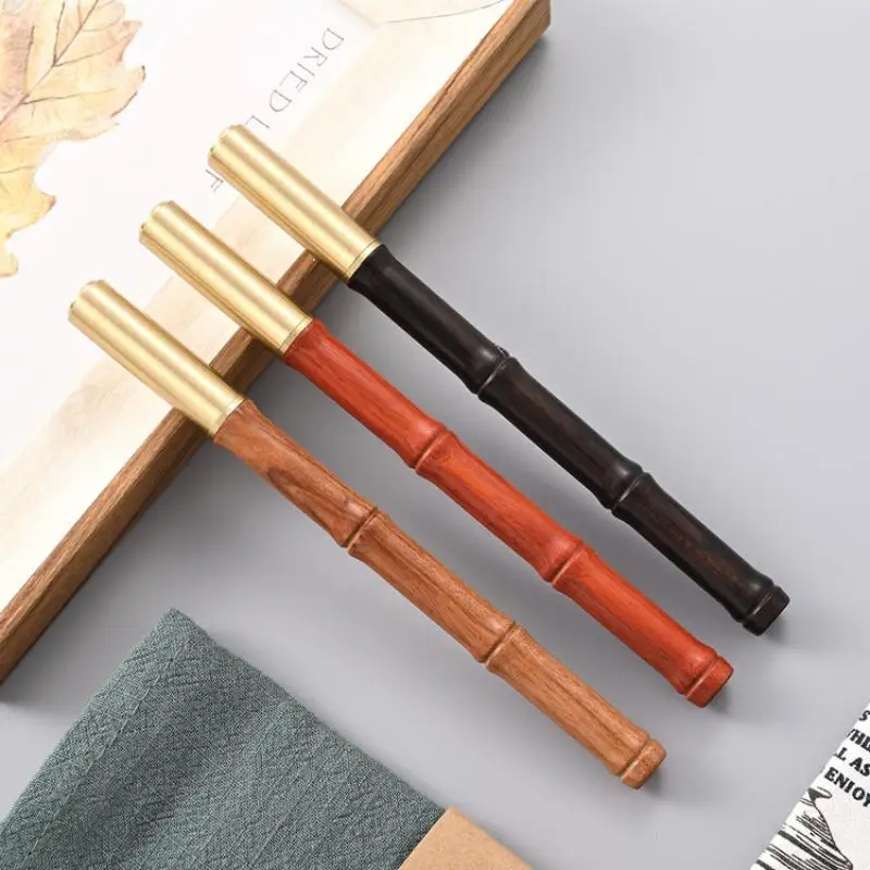 

Ручка китайская ручная для подписей из палисандра, медная ручка в форме бамбука натурального цвета для бизнеса и офиса, роскошный подарочный набор