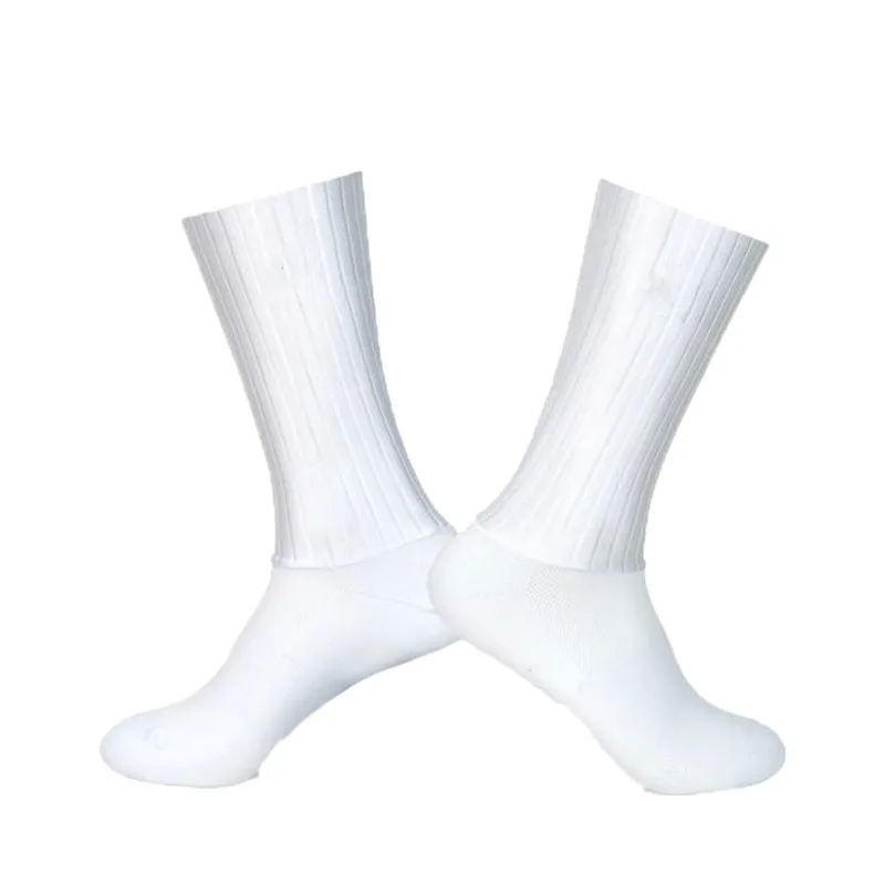 New Anti Slip Silicone Aero Socks Summer White line Cycling Socks Pro Team Men Women Bicycle Running Sports Socks