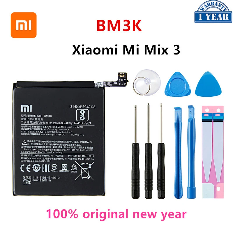 

Xiao mi 100% Orginal BM3K 3200mAh Battery For Xiaomi Mi Mix 3 Mix3 BM3K High Quality Phone Replacement Batteries +Tools