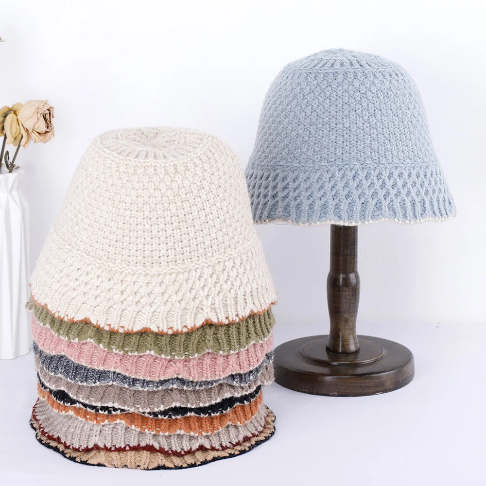 

Панама Женская осенне-зимняя вязаная, складная, однотонная