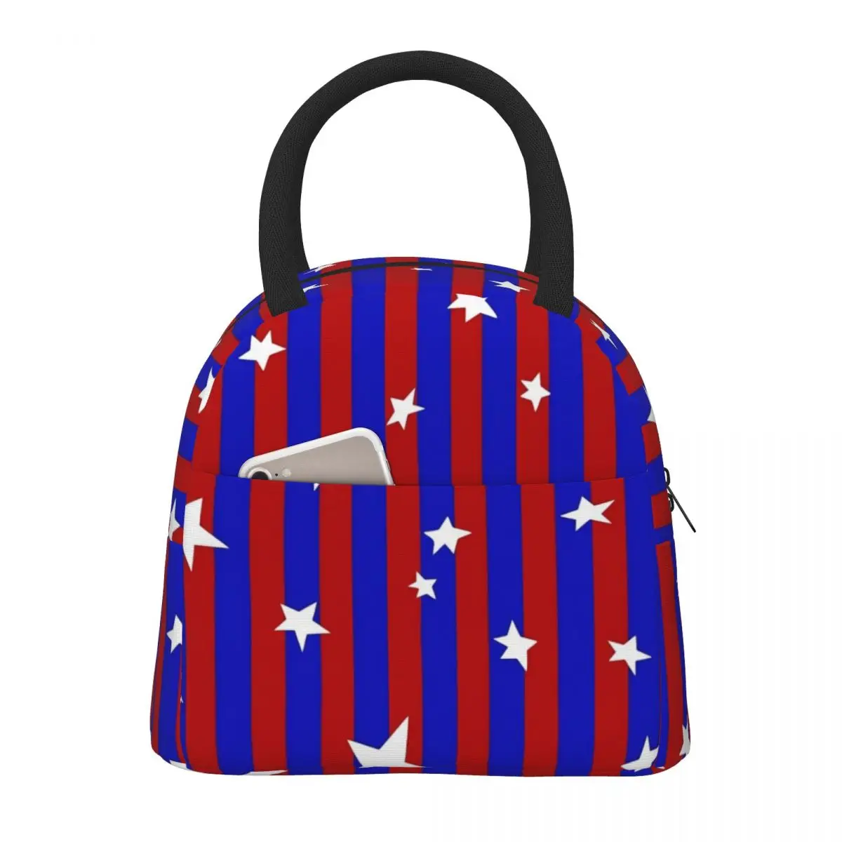 

Stars And Striped Lunch Bag Red And Blue Vintage Lunch Box Travel Portable Insulated Thermal Lunch Bags Print Cooler Bag