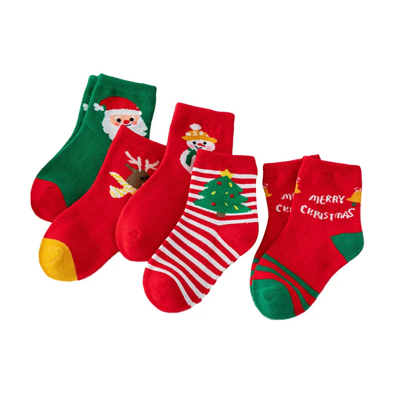 Christmas stocking Children's socks Autumn and winter thickened boys and girls' baby red festive cotton socks
