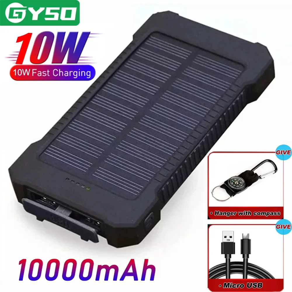 

Top Solar Power Bank Waterproof 10000mAh Solar Portable Charger Powerbank 10000 External Battery Fast Charging For Xiaomi iphone
