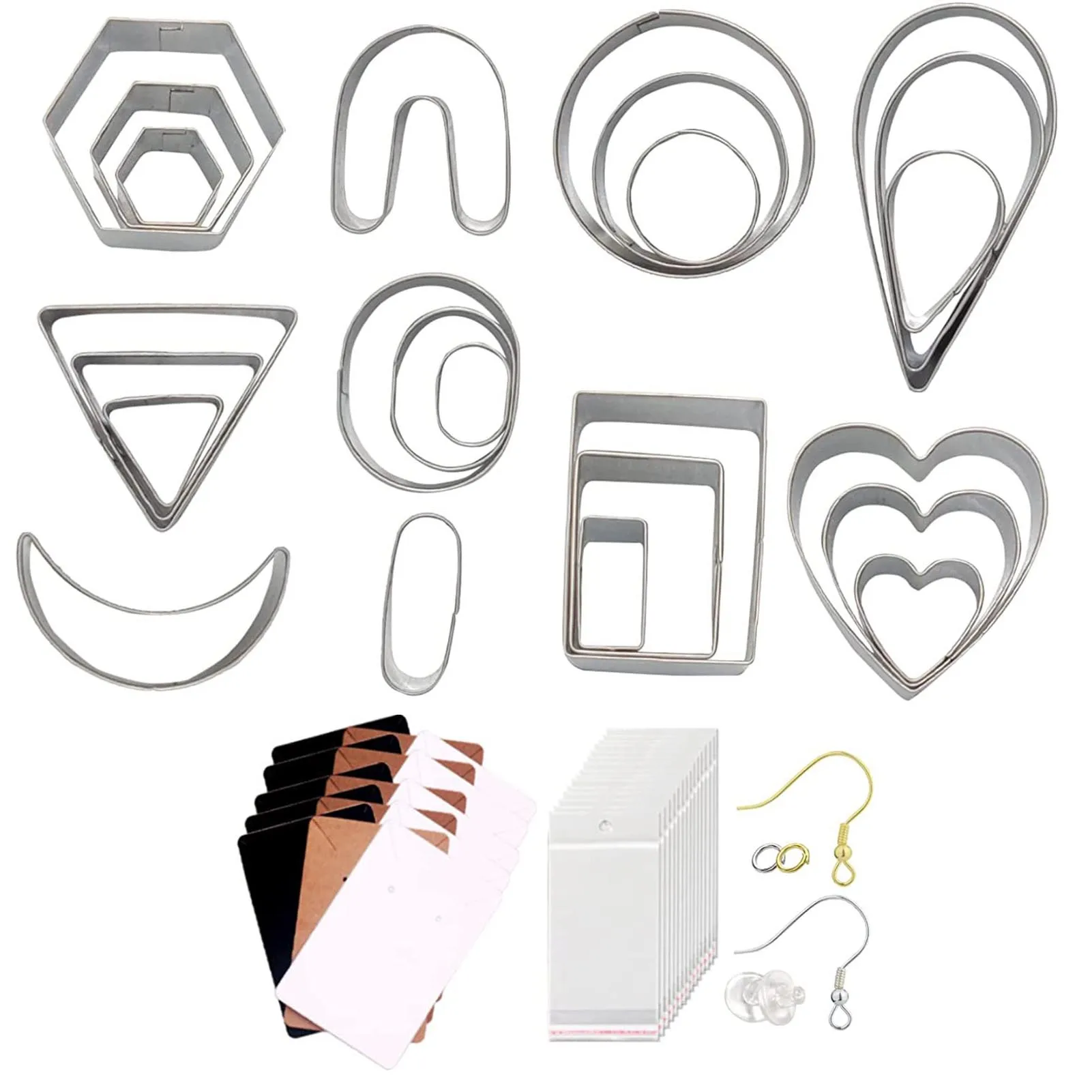 

Глиняные фрезы для изготовления ювелирных изделий, 24 шт. глиняные фрезы с серьгами, карточками, крючками, колечками, 10 форм, мини-формочки дл...