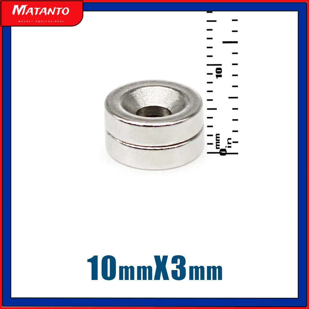

10/20/50/100/150/200/300PCS 10x3-3 Round Countersunk Neodymium Magnet 10x3 Hole 3mm N35 Powerful Strong Magnets 10*3-3 mm 10*3