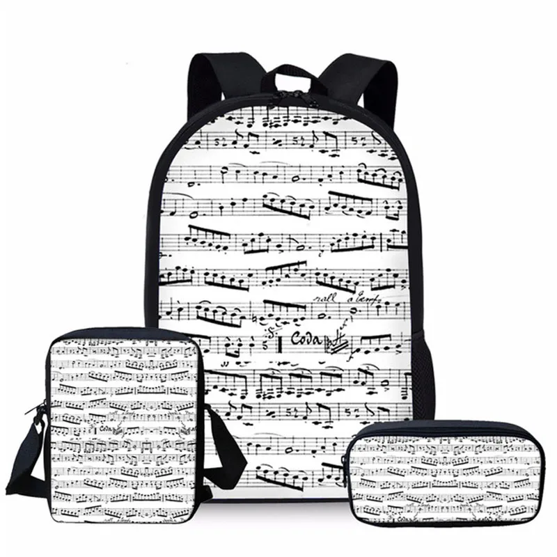 Детские школьные ранцы с 3D принтом музыкальных нот для мальчиков и девочек, портфель на плечо для книг для подростков, рюкзак для начальной ...