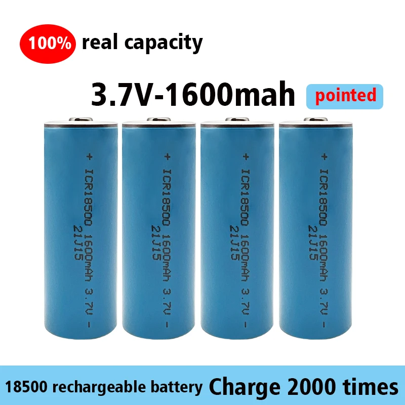 

New 18500 battery 3.7V 1600mAh with pointed tip rechargeable ion battery, For strong light flashlight anti-light special