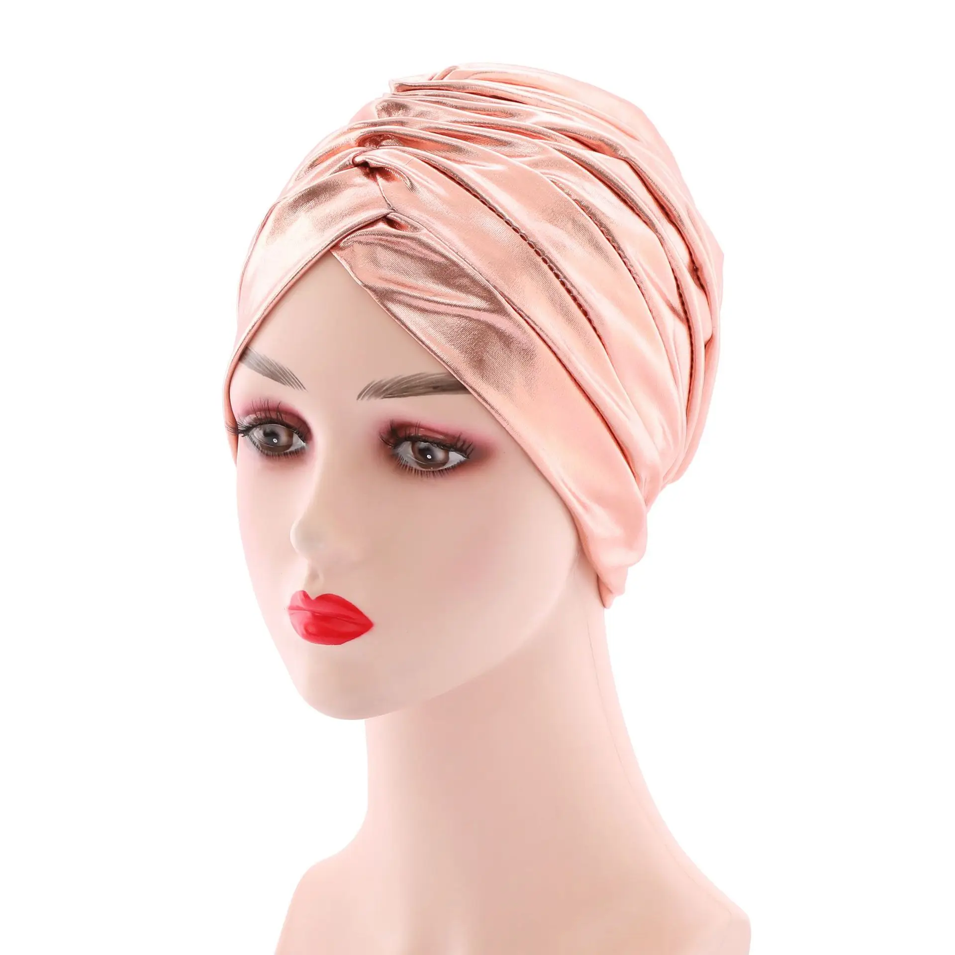 Тюрбан шляпы для женщин шелковая бронзовая световая пластина искусственная