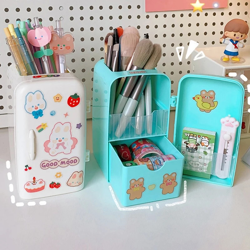 

Desk Organizer Refrigerator Pen Organizer Large-capacity Desktop Organizer Kawaii Storage Rack Cute Desk Accessories Stickers