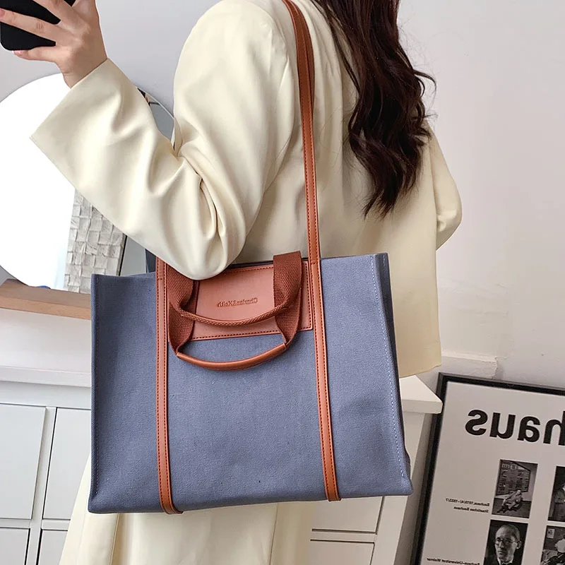 

Trendy Brand Design Large Capacity Canvas Tote Bag Shoulder Bag Women Handbag and Purses 2022 New Ladies Travel Clutch Bag