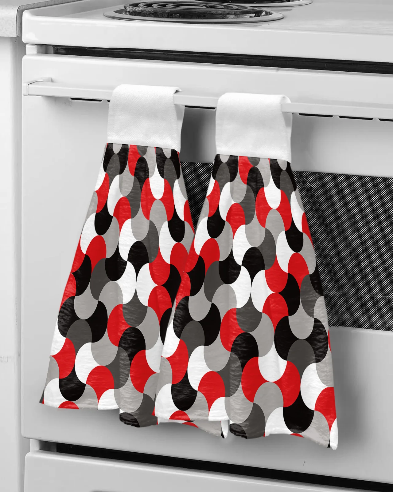 

Современное мягкое Красное Полотенце из микрофибры с абстрактным геометрическим рисунком среднего возраста, кухонные полотенца для мытья ...