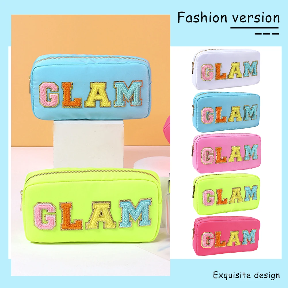 

Нейлоновая косметичка, портативная Водонепроницаемая Повседневная многофункциональная модная вместительная косметичка на молнии с надпи...