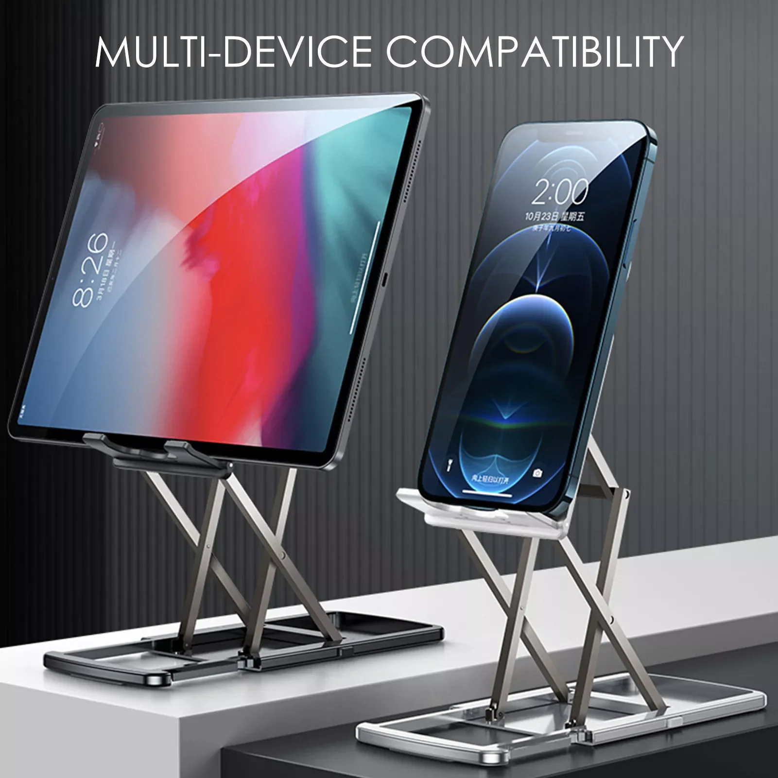 

Foldable Tablet Mobile Desktop Stand foriPad forSamsung Desk Holder Adjustable Desk Bracket Smartphone Stand