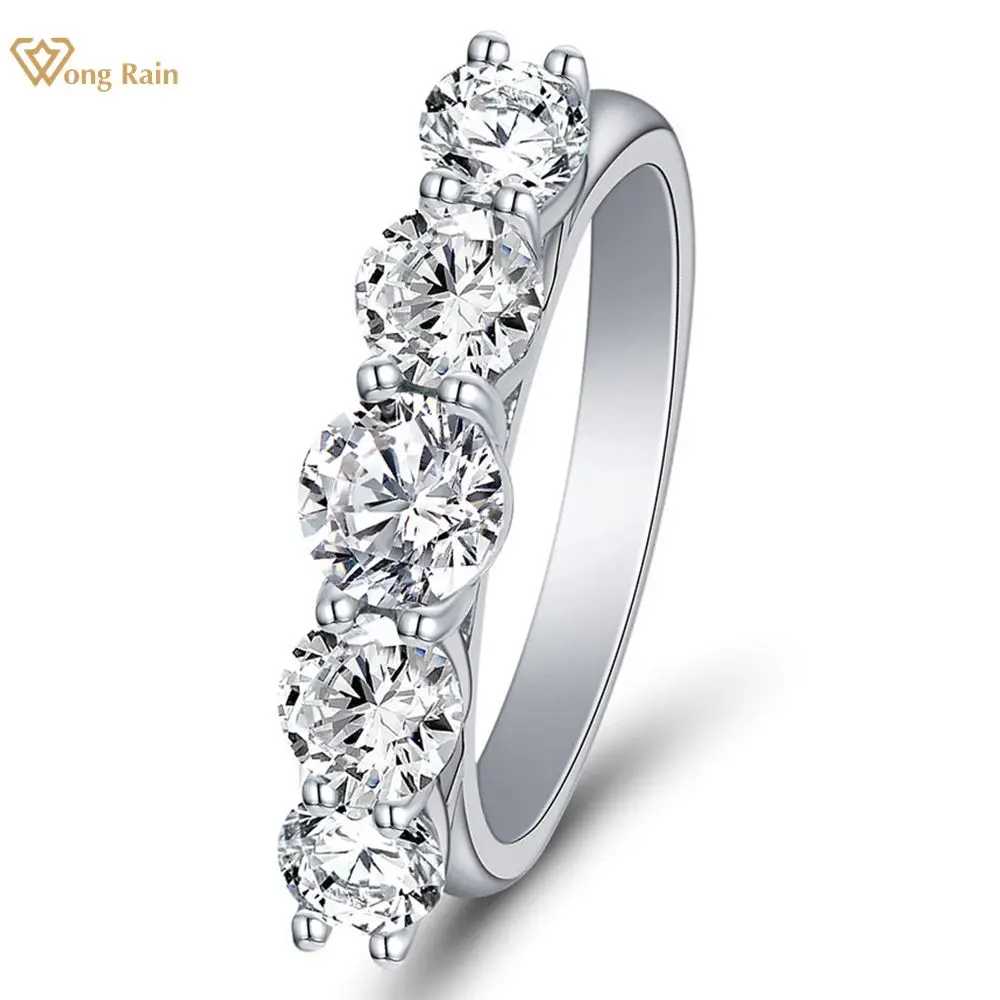 

Wong Rain 100% 925 Sterling Silver 5MM Created Moissanite Gemstone Wedding Band Simple Ring For Women Fine Jewelry Wholesale