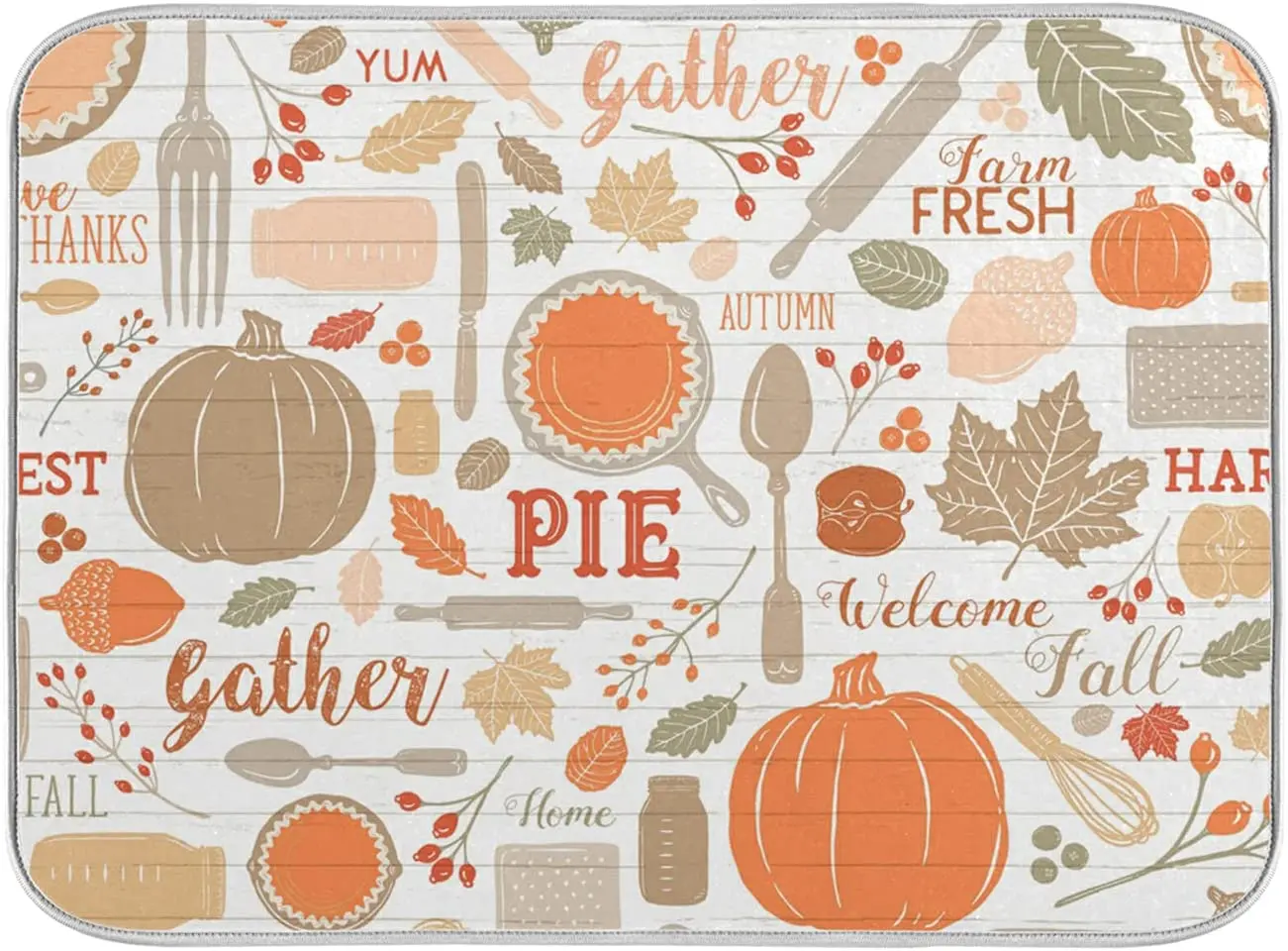 

Absorbent Dish Drying Mat Thanksgiving Pumpkins 18x24 Inch Kitchen Counter Dish Mats for Dishes