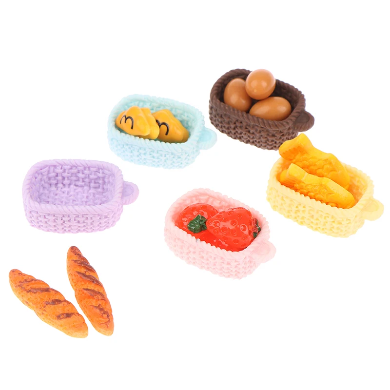 Горячая Акция кукольный домик бамбуковая корзина клубника яйцо хлеб Кухня Мини