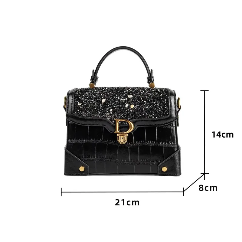 Advanced Light Luxury Color Stone Box Bag for Women's Bag 2023 New Stone Pattern Portable One-shoulder Messenger Bag Sac
