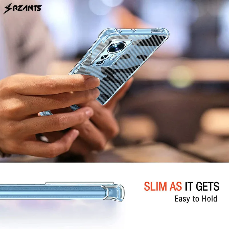 

Rzants case for Xiaomi 12 Pro Four Cornor Strong Shockproof Half Clear Camouflage Cover