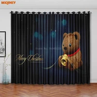 miqiney 2pcs christmas curtains for living room bedroom decorations christmas cute bear bell ball window curtain home decor