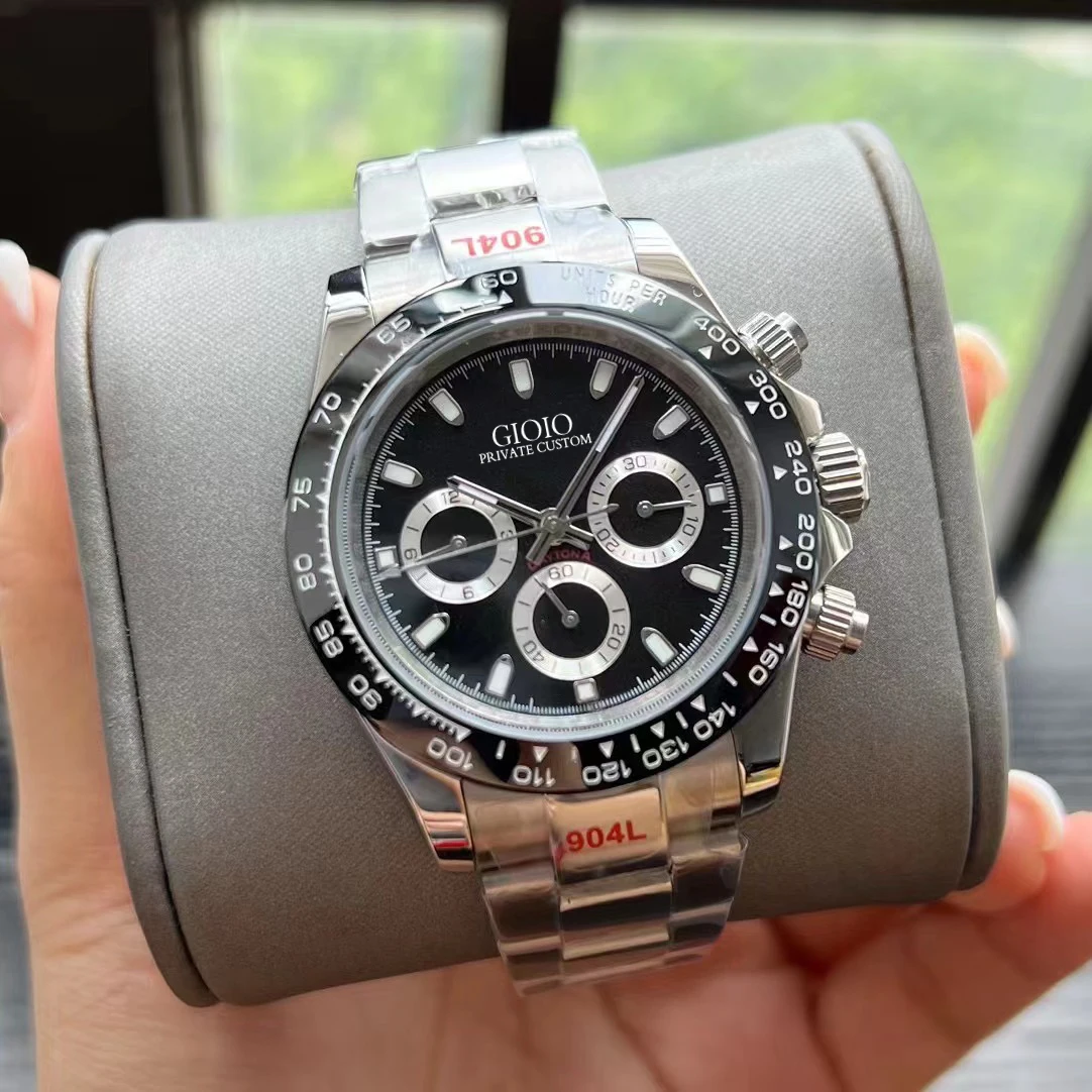 

Luxury Men's Automatic Mechanical Watch 904L Stainless Steel Black White Ceramic Bezel Silver Rubber Panda Wristwatch