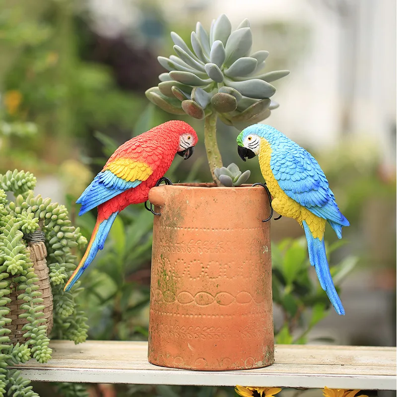 

Affordable Luxury Fashion Cross-Border Pastoral Style Parrot Decoration Garden Courtyard Balcony Bonsai Decorations Animal Resin