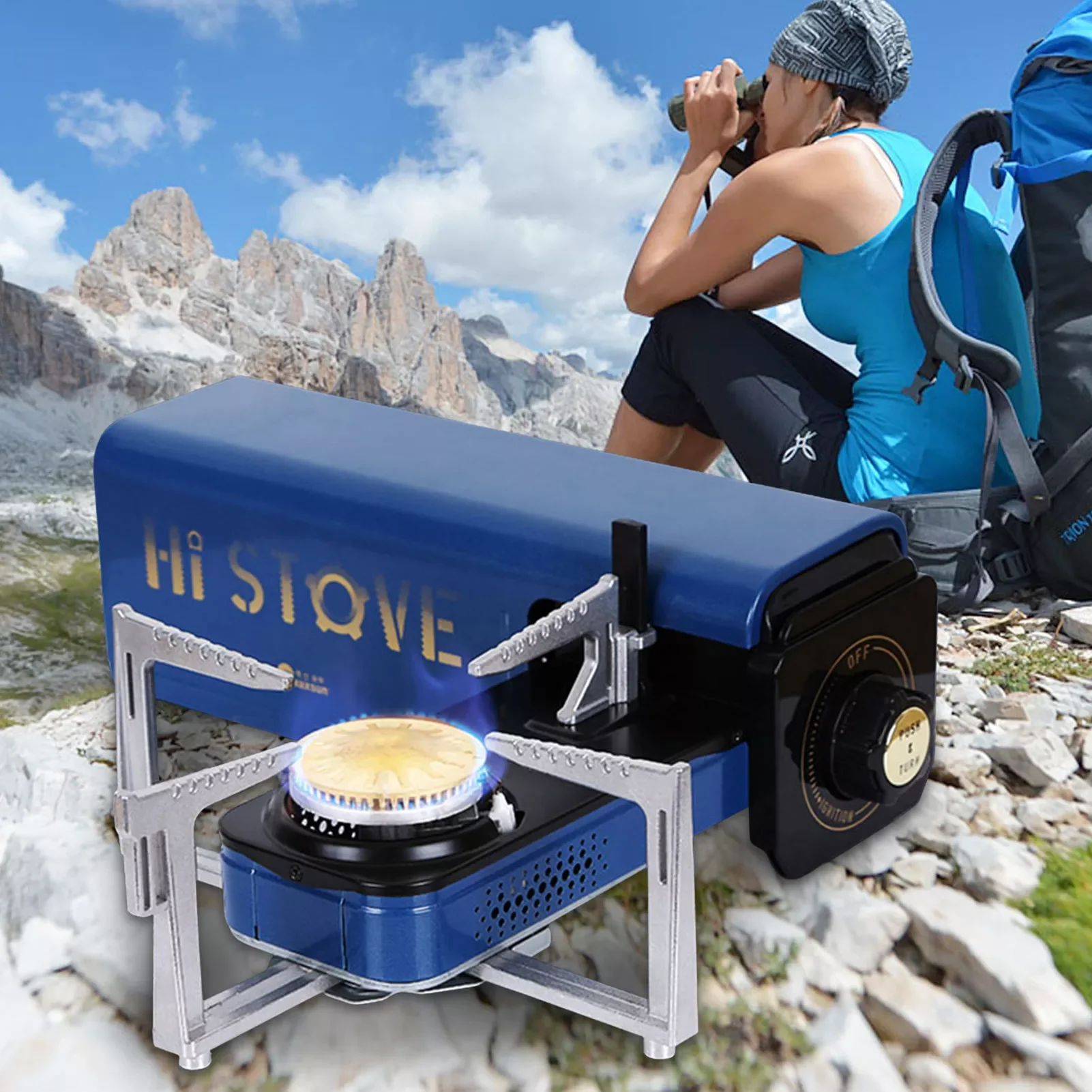 

Складная горелка для пикника, портативная горелка с электронным зажиганием и контролем температуры, для отдыха на открытом воздухе и поход...