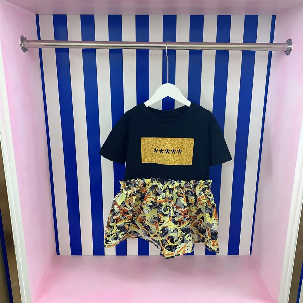 

Designer Kids Clothes Girls Summer Dresses 2022 Children Boutique Clothing Fashion Splicing Cute Little Girl Dress Party Costume