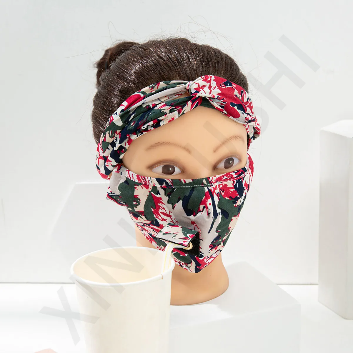 

Creative Pure Cotton Headband Masks Set Printing Dustproof Washable Mask Anti-fog Fashion Popular Adult Women Mouth Mask