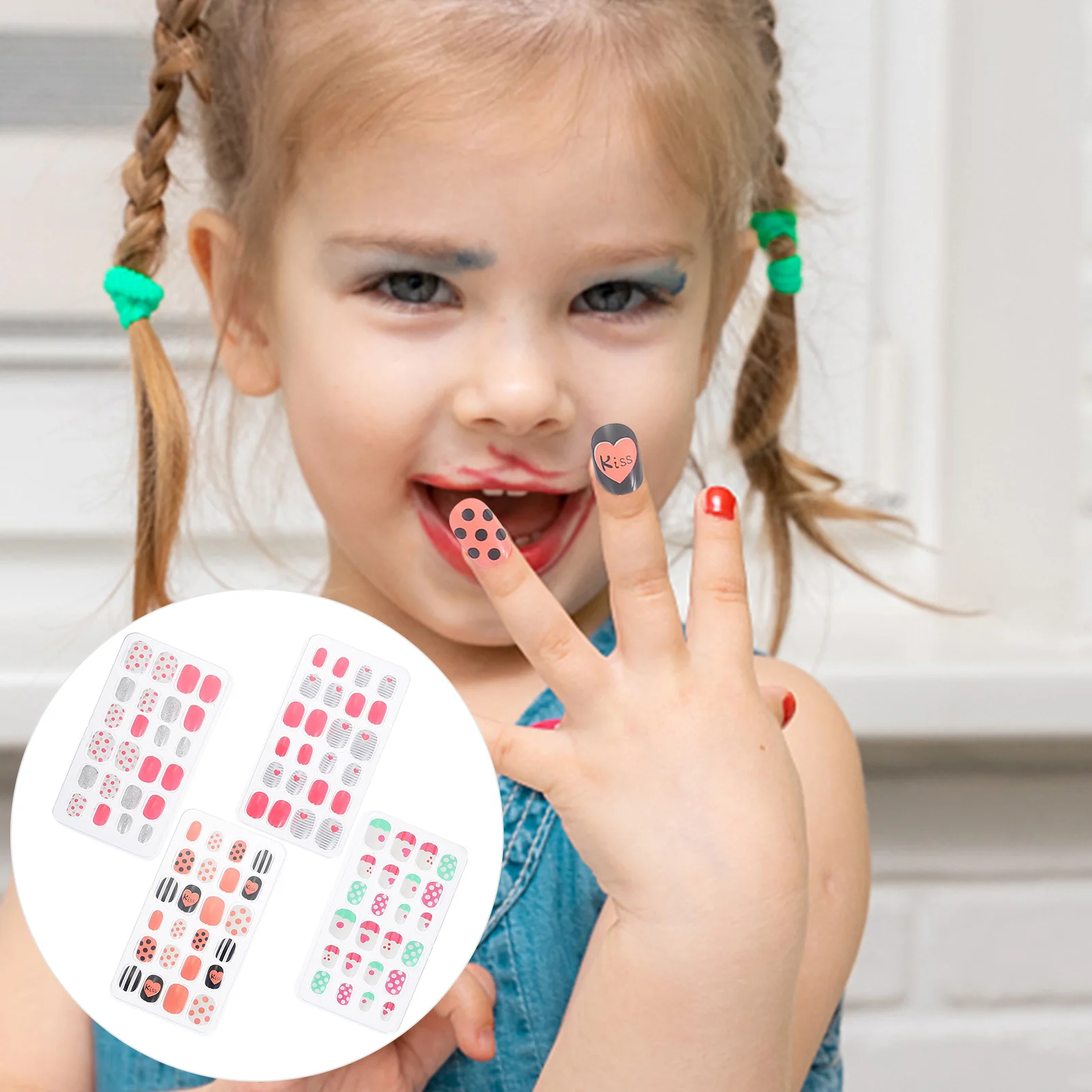 

Искусственные ногти для детей, искусственные обертки, Детская Обложка, сделай сам, наклейка для ногтей, принадлежности, французское предсло...